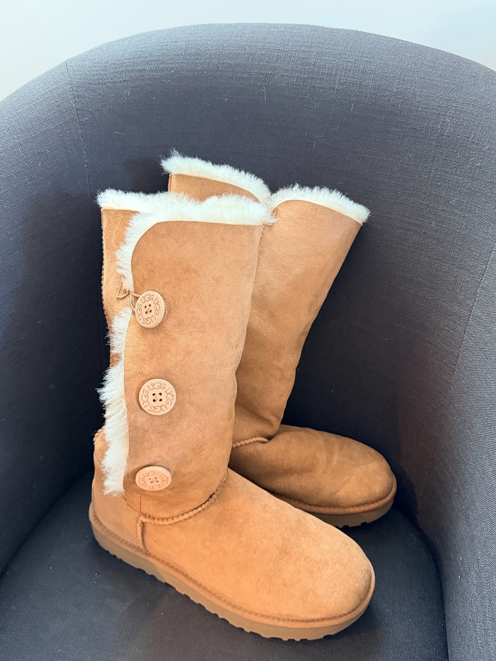 Ugg Chestnut Suede Shearling-Lined Boots